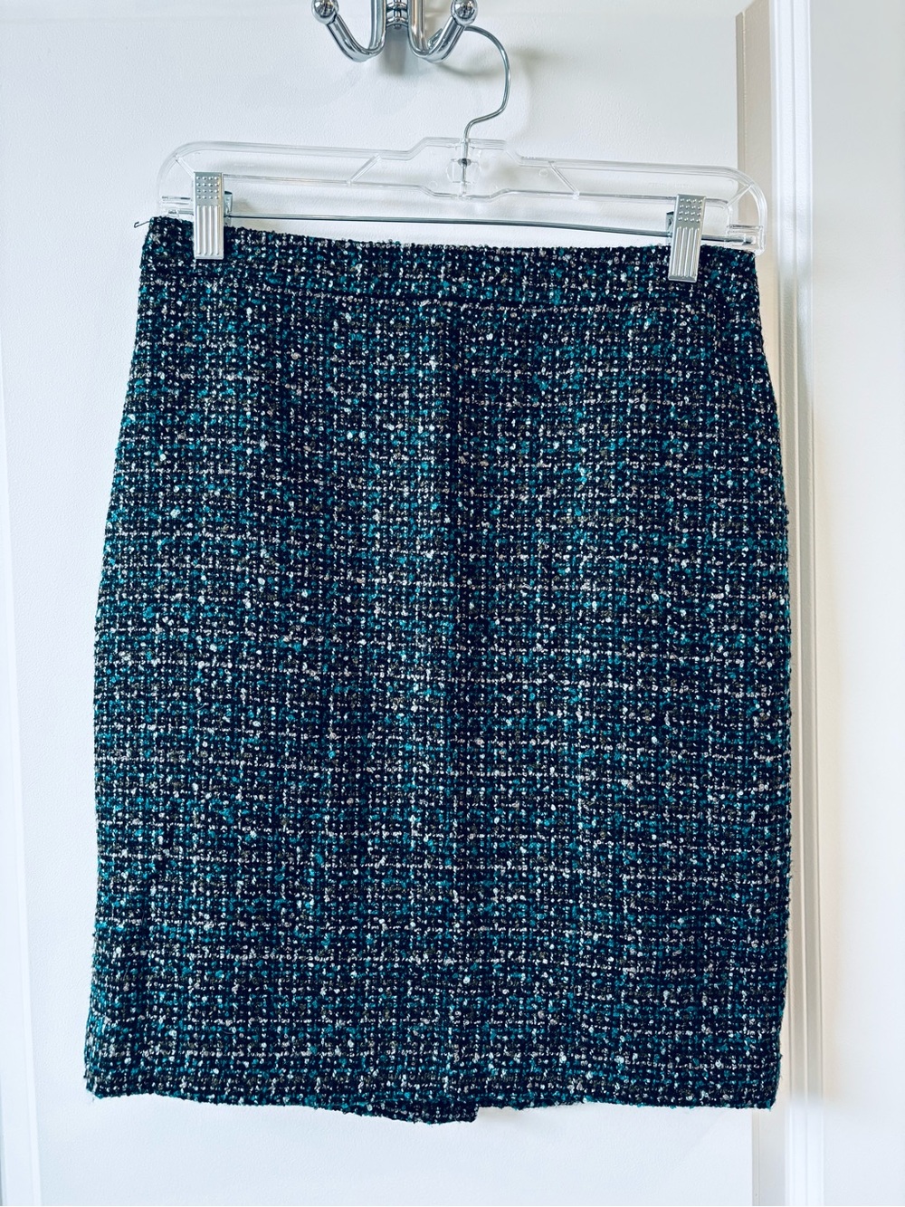 LOFT Teal and Black Tweed Pencil Skirt